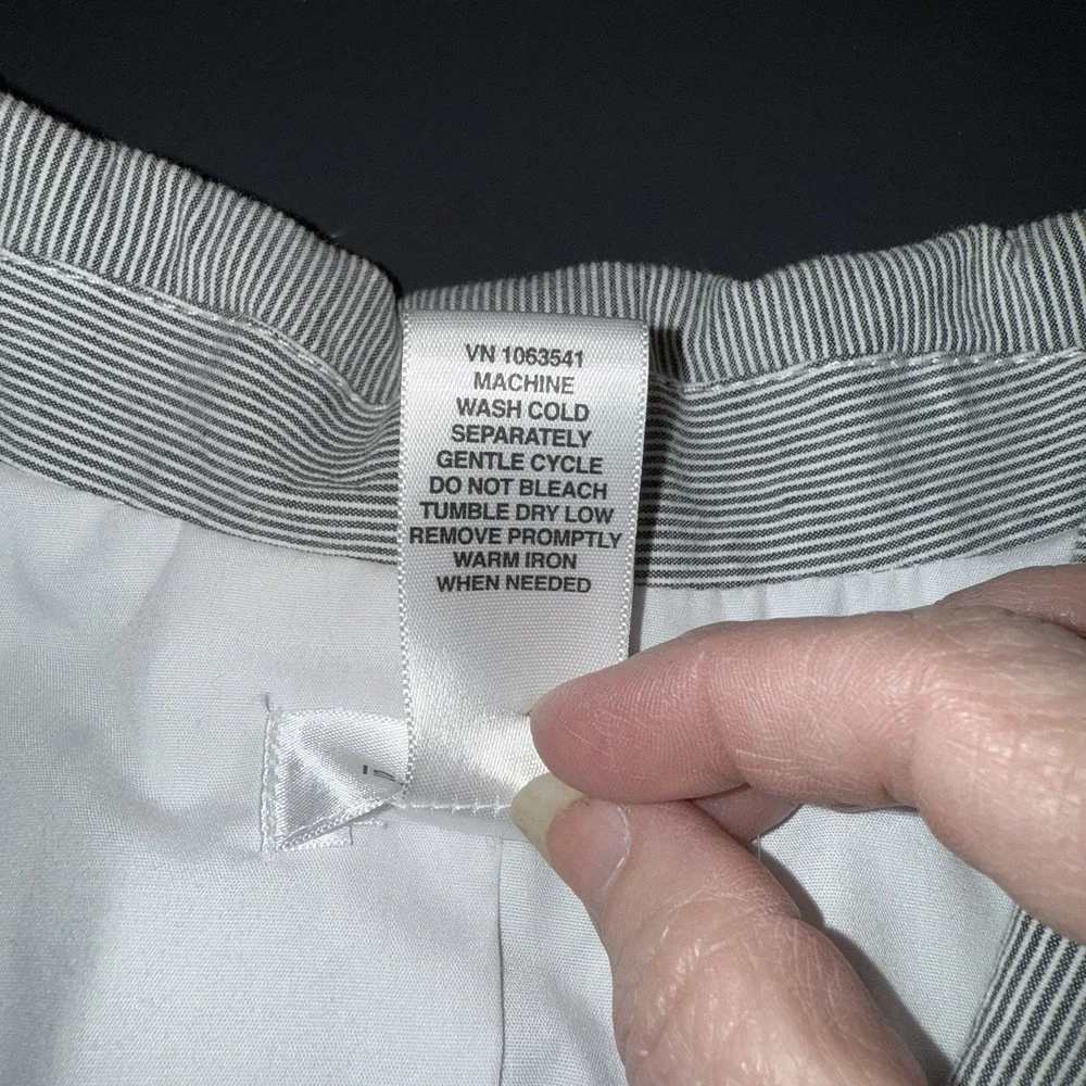 Womens Business Office Pinstripe Blazer‎ Jacket Isaac Mizrahi Grey S 3/4 Sleeve
